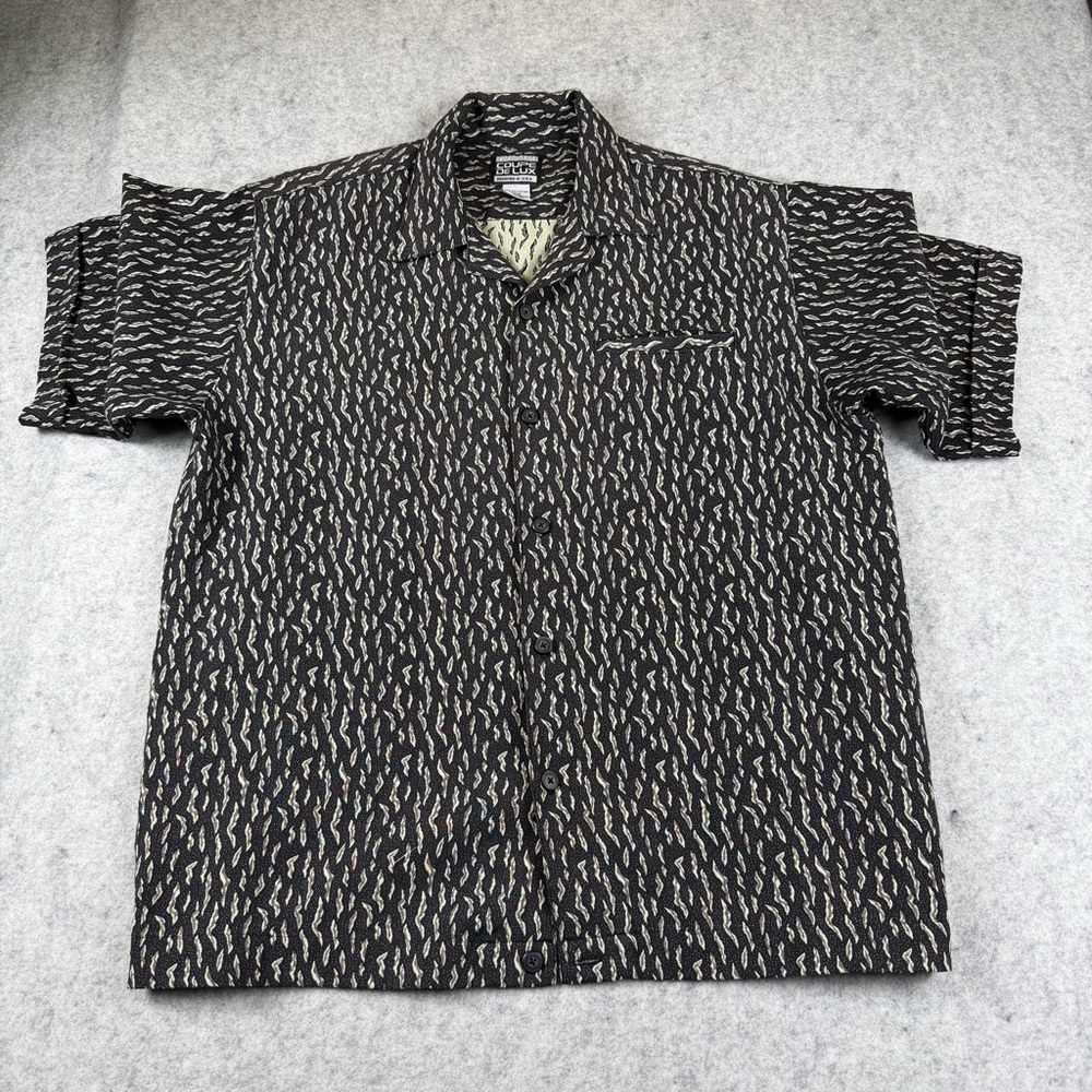 Coupe De Lux Men’s Button Down Short Sleeve Dress Shirt Size Large Brown